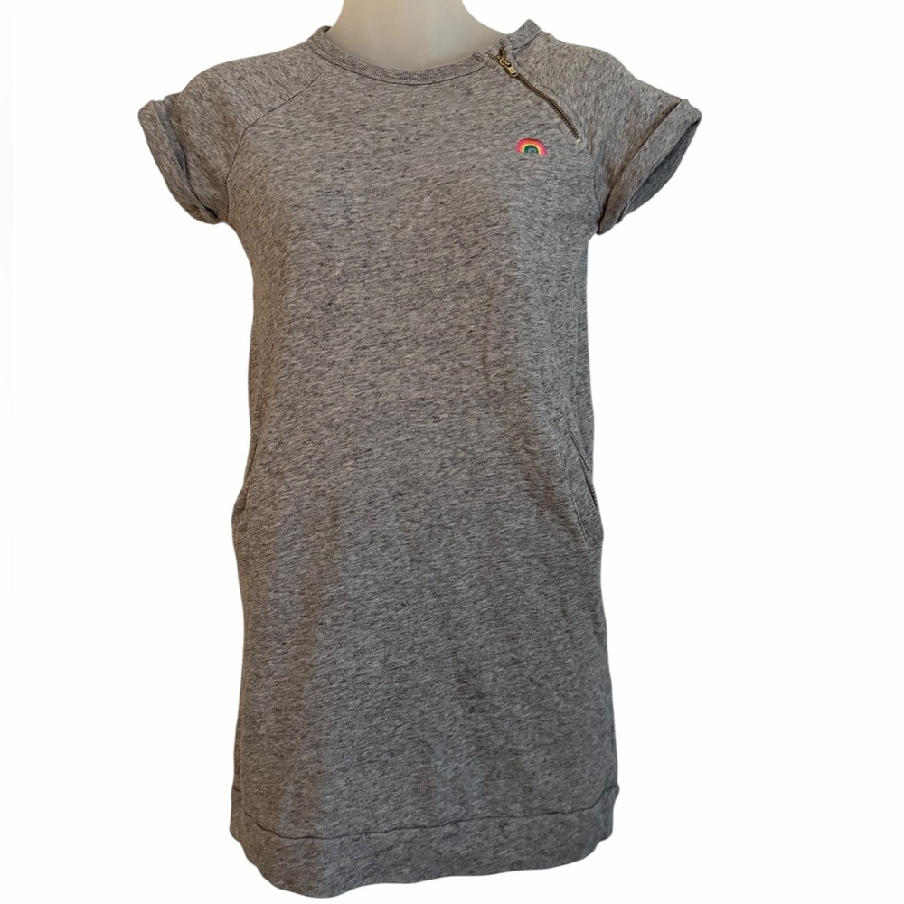 Gap kids, grey sweatshirt dress with zipper detailing, pockets. Girl’s large